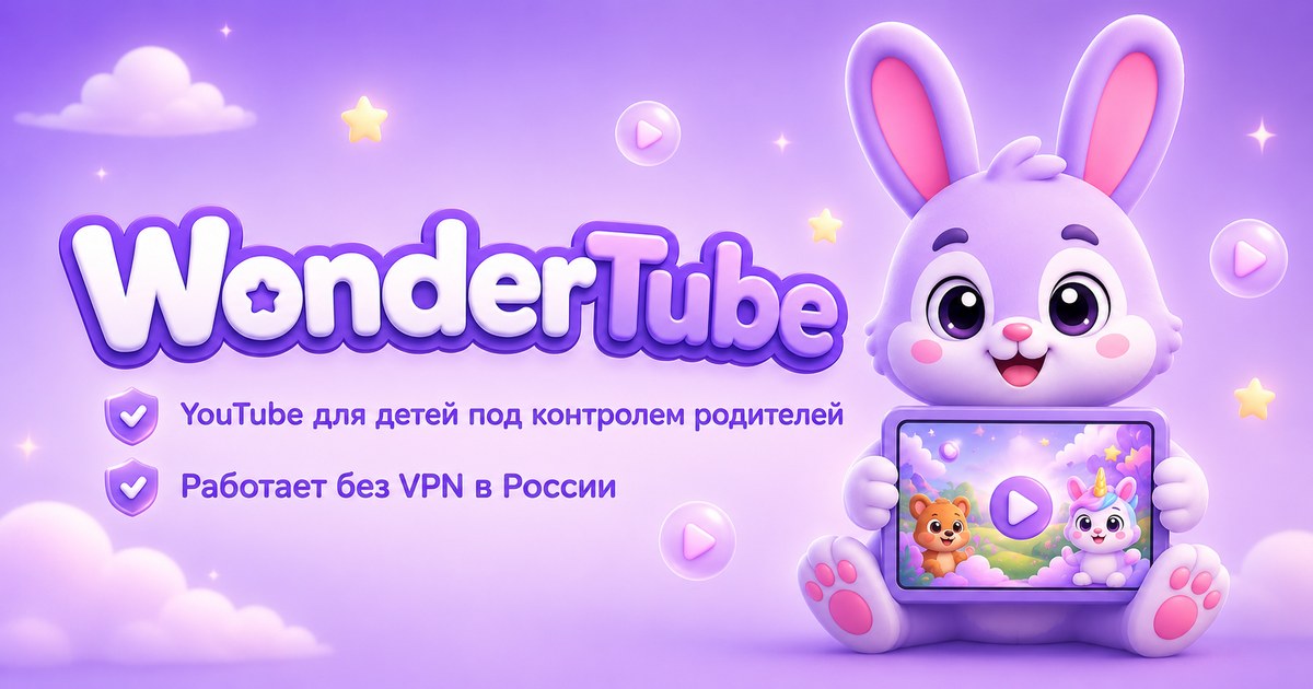 WonderTube — YouTube для детей под контролем родителей, работает без VPN в России
